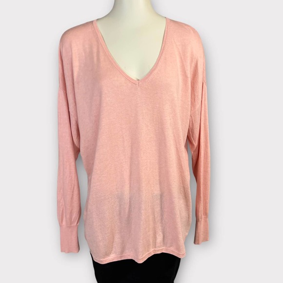 Margaret O'Leary (M) Sweater Cotton Light Pink Oversize V-Neck - Picture 6 of 9